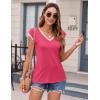 Zeagoo Women’s Summer Tops Cap Sleeve Casual Shirts 2025 V Neck Basic Tshirts Loose Fit Trendy Tee(Rose Red)