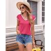 Zeagoo Women’s Summer Tops Cap Sleeve Casual Shirts 2025 V Neck Basic Tshirts Loose Fit Trendy Tee(Rose Red)