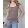 Zeagoo Womens Summer Tops Square Neck Ribbed Tank Tops Slim Fitted Racerback Sleeveless Shirts Basic Casual 2 Pack(B-beige&leaf)