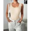 Zeagoo Womens Summer Tops Square Neck Ribbed Tank Tops Slim Fitted Racerback Sleeveless Shirts Basic Casual 2 Pack(B-beige&leaf)