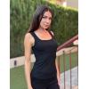 Zeagoo Womens Summer Tops Square Neck Ribbed Tank Tops Slim Fitted Racerback Sleeveless Shirts Basic Casual 2 Pack(B-black&beige)