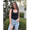 Zeagoo Womens Summer Tops Square Neck Ribbed Tank Tops Slim Fitted Racerback Sleeveless Shirts Basic Casual 2 Pack(B-black&brown)