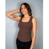 Zeagoo Womens Summer Tops Square Neck Ribbed Tank Tops Slim Fitted Racerback Sleeveless Shirts Basic Casual 2 Pack(B-white&brown)