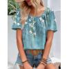 Zeagoo Women’s Summer Tunic Tops Short Sleeve Floral Boho Casual T Shirts Pleated Crewneck Flowy Relax Fit Soft Blouses(Bird Floral)