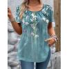 Zeagoo Women’s Summer Tunic Tops Short Sleeve Floral Boho Casual T Shirts Pleated Crewneck Flowy Relax Fit Soft Blouses(Bird Floral)