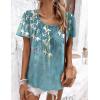 Zeagoo Women’s Summer Tunic Tops Short Sleeve Floral Boho Casual T Shirts Pleated Crewneck Flowy Relax Fit Soft Blouses(Bird Floral)