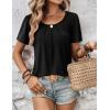 Zeagoo Women’s Summer Tunic Tops Short Sleeve Floral Boho Casual T Shirts Pleated Crewneck Flowy Relax Fit Soft Blouses(Black)