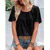 Zeagoo Women’s Summer Tunic Tops Short Sleeve Floral Boho Casual T Shirts Pleated Crewneck Flowy Relax Fit Soft Blouses(Black)
