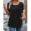 Zeagoo Women’s Summer Tunic Tops Short Sleeve Floral Boho Casual T Shirts Pleated Crewneck Flowy Relax Fit Soft Blouses(Black)