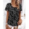 Zeagoo Women’s Summer Tunic Tops Short Sleeve Floral Boho Casual T Shirts Pleated Crewneck Flowy Relax Fit Soft Blouses(Black Floral)