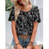 Zeagoo Women’s Summer Tunic Tops Short Sleeve Floral Boho Casual T Shirts Pleated Crewneck Flowy Relax Fit Soft Blouses(Black Floral)