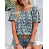 Zeagoo Women’s Summer Tunic Tops Short Sleeve Floral Boho Casual T Shirts Pleated Crewneck Flowy Relax Fit Soft Blouses(Blue Floral)