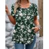 Zeagoo Women’s Summer Tunic Tops Short Sleeve Floral Boho Casual T Shirts Pleated Crewneck Flowy Relax Fit Soft Blouses(Green Floral)