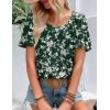 Zeagoo Women’s Summer Tunic Tops Short Sleeve Floral Boho Casual T Shirts Pleated Crewneck Flowy Relax Fit Soft Blouses(Green Floral)