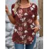 Zeagoo Women’s Summer Tunic Tops Short Sleeve Floral Boho Casual T Shirts Pleated Crewneck Flowy Relax Fit Soft Blouses(Red Floral)