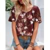 Zeagoo Women’s Summer Tunic Tops Short Sleeve Floral Boho Casual T Shirts Pleated Crewneck Flowy Relax Fit Soft Blouses(Red Floral)