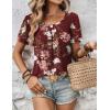 Zeagoo Women’s Summer Tunic Tops Short Sleeve Floral Boho Casual T Shirts Pleated Crewneck Flowy Relax Fit Soft Blouses(Red Floral)