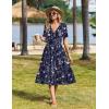 Zeagoo Womens Summer Warp V-Neck Casual Dresses Short Sleeve Midi Floral Dress with Pockets Tiered Flowy A Line Sundress(Blue Floral)