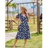 Zeagoo Womens Summer Warp V-Neck Casual Dresses Short Sleeve Midi Floral Dress with Pockets Tiered Flowy A Line Sundress(Blue White Floral)