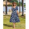 Zeagoo Womens Summer Warp V-Neck Casual Dresses Short Sleeve Midi Floral Dress with Pockets Tiered Flowy A Line Sundress(Blue White Floral)