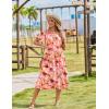 Zeagoo Womens Summer Warp V-Neck Casual Dresses Short Sleeve Midi Floral Dress with Pockets Tiered Flowy A Line Sundress(Pink Floral)