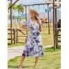 Zeagoo Womens Summer Warp V-Neck Casual Dresses Short Sleeve Midi Floral Dress with Pockets Tiered Flowy A Line Sundress(Purple Floral)