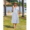 Zeagoo Womens Summer Warp V-Neck Casual Dresses Short Sleeve Midi Floral Dress with Pockets Tiered Flowy A Line Sundress(White Blue Floral)