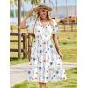 Zeagoo Womens Summer Warp V-Neck Casual Dresses Short Sleeve Midi Floral Dress with Pockets Tiered Flowy A Line Sundress(White Floral)
