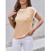 Zeagoo Womens Sweater Vest Fall 2026 Loose Fit Cape Sleeve Knit Ribbed Tank Tops with Front Pocket S-XXL(Beige White Colorblock)