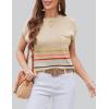 Zeagoo Womens Sweater Vest Fall 2026 Loose Fit Cape Sleeve Knit Ribbed Tank Tops with Front Pocket S-XXL(Multicolord Stripe)