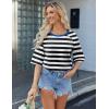 Zeagoo Womens T Shirts Summer Casual Oversized Crewneck Loose Fit Short Sleeve Striped Tops Fashion Comfy Basic Tee Blouses(Black and White Striped)