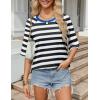 Zeagoo Womens T Shirts Summer Casual Oversized Crewneck Loose Fit Short Sleeve Striped Tops Fashion Comfy Basic Tee Blouses(Black and White Striped)