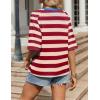 Zeagoo Womens T Shirts Summer Casual Oversized Crewneck Loose Fit Short Sleeve Striped Tops Fashion Comfy Basic Tee Blouses(Red and Apricot Striped)