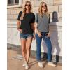 Zeagoo Women’s T-Shirts Short Sleeve Tops Summer Casual Blouse Crew Neck Basic Shirt 2 Pack Loose Fit Tee(Black dark Grey)