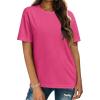 Zeagoo Women’s T-Shirts Short Sleeve Tops Summer Casual Blouse Crew Neck Basic Shirt 2 Pack Loose Fit Tee(Black rose Red)