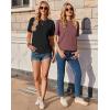 Zeagoo Women’s T-Shirts Short Sleeve Tops Summer Casual Blouse Crew Neck Basic Shirt 2 Pack Loose Fit Tee(Black wine Red)
