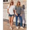 Zeagoo Women’s T-Shirts Short Sleeve Tops Summer Casual Blouse Crew Neck Basic Shirt 2 Pack Loose Fit Tee(White dark Grey)