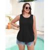 Zeagoo Womens Tank Tops 2026 Summer Loose Fit Crew Neck Boho Tunic Pleated Babydoll Sleeveless Shirts with Button Detail(Black)