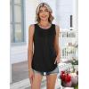 Zeagoo Womens Tank Tops 2026 Summer Loose Fit Crew Neck Boho Tunic Pleated Babydoll Sleeveless Shirts with Button Detail(Black)