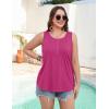 Zeagoo Womens Tank Tops 2026 Summer Loose Fit Crew Neck Boho Tunic Pleated Babydoll Sleeveless Shirts with Button Detail(Rose)