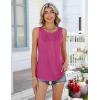 Zeagoo Womens Tank Tops 2026 Summer Loose Fit Crew Neck Boho Tunic Pleated Babydoll Sleeveless Shirts with Button Detail(Rose)