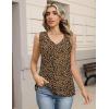 Zeagoo Womens Tank Tops Pleated V Neck Business Casual Sleeveless Blouse Trendy Dressy Textured Summer Work Shirts(An136 Leopard)