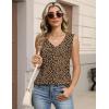 Zeagoo Womens Tank Tops Pleated V Neck Business Casual Sleeveless Blouse Trendy Dressy Textured Summer Work Shirts(An136 Leopard)