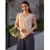 Zeagoo Womens Tank Tops Pleated V Neck Business Casual Sleeveless Blouse Trendy Dressy Textured Summer Work Shirts(Beige)