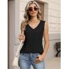 Zeagoo Womens Tank Tops Pleated V Neck Business Casual Sleeveless Blouse Trendy Dressy Textured Summer Work Shirts(Black)