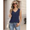 Zeagoo Womens Tank Tops Pleated V Neck Business Casual Sleeveless Blouse Trendy Dressy Textured Summer Work Shirts(Jh379 Polka Dots)