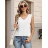Zeagoo Womens Tank Tops Pleated V Neck Business Casual Sleeveless Blouse Trendy Dressy Textured Summer Work Shirts(White)