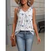 Zeagoo Womens Tank Tops Summer Sleeveless Loose Fit Tops V Neck Pleated Shirts Basic Tees Dressy Casual Trendy Clothes(Bf290-flower White)