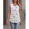 Zeagoo Womens Tank Tops Summer Sleeveless Loose Fit Tops V Neck Pleated Shirts Basic Tees Dressy Casual Trendy Clothes(Bf290-flower White)