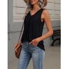 Zeagoo Womens Tank Tops Summer Sleeveless Loose Fit Tops V Neck Pleated Shirts Basic Tees Dressy Casual Trendy Clothes(Black)